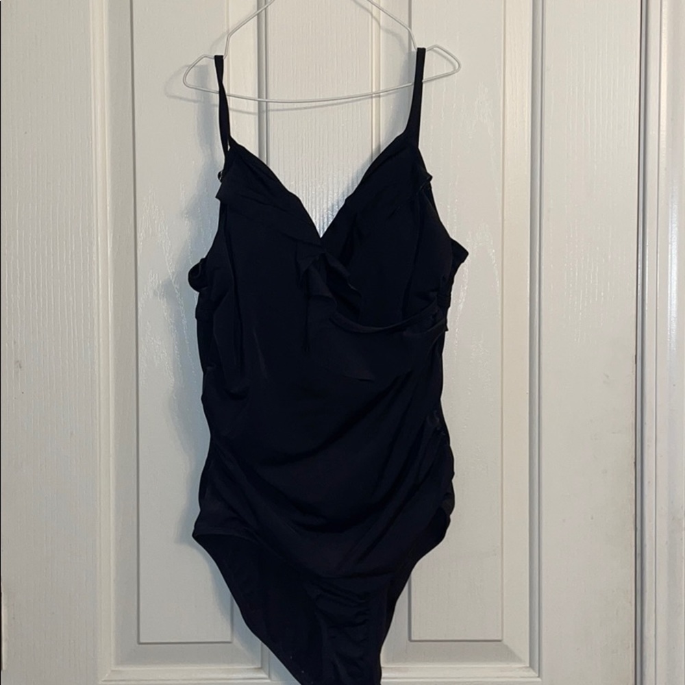 Black Ruffled Single Piece Swimsuit